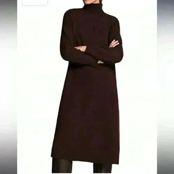 Massimo Dutti Dresses & Skirts - Massimo Dutti Women High neck cashmere wool chocolate brown dress
